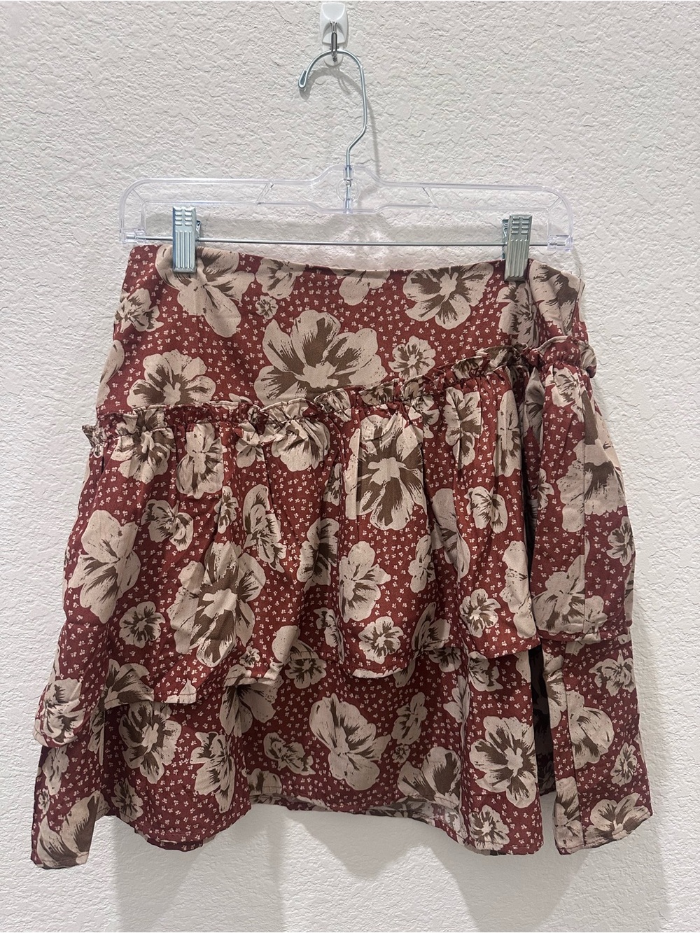Entro Women's Floral Flowy Miniskirt Boho Western Style Size L